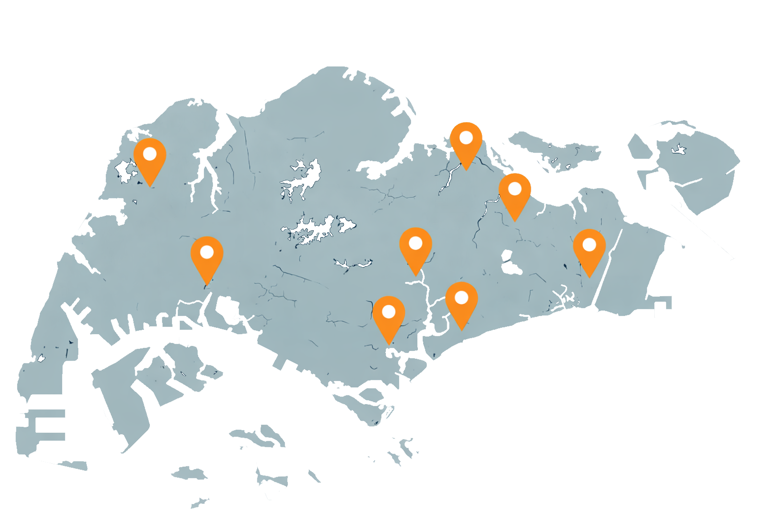 Map showing our tuition centres in Singapore
